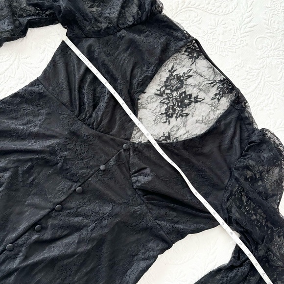 NWOT Lulus Black Long Sleeve Lace Button-Front Midi Dress XLarge - Picture 7 of 9